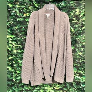 LL Bean Open Front Cardigan Sweater 100% Supima Cotton Khaki Womens XS